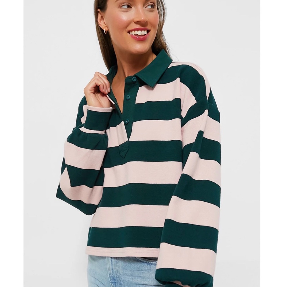 Powder Pink Stripe Cotton Warren Rugby Shirt